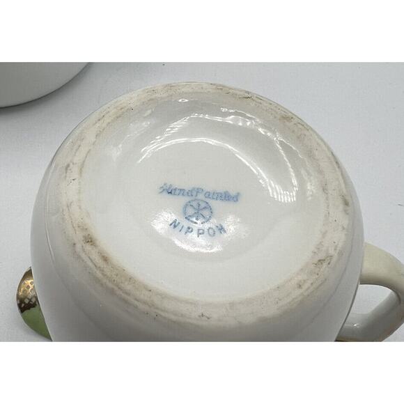 Teapot Nippon Square Plate Gold Trim Handles Rose Design Porcelain Hand Painted - Picture 4 of 12